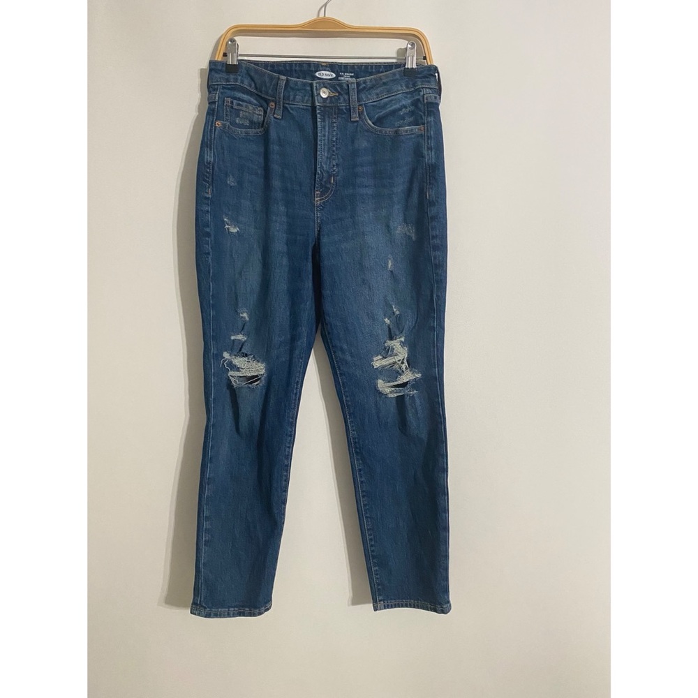 Women’s Size 10 Old Navy O.G. Straight Leg High Rise Ripped Denim Jeans